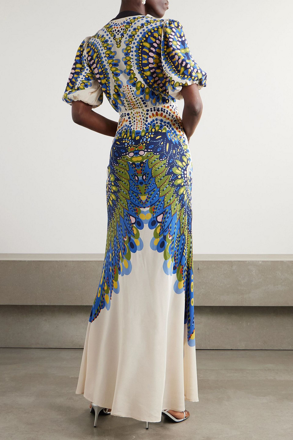 La Doublej Marlene Printed Silk-crepe Maxi Dress In Blue