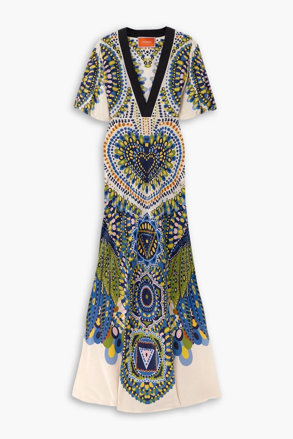 La Doublej Marlene Printed Silk-crepe Maxi Dress In Blue