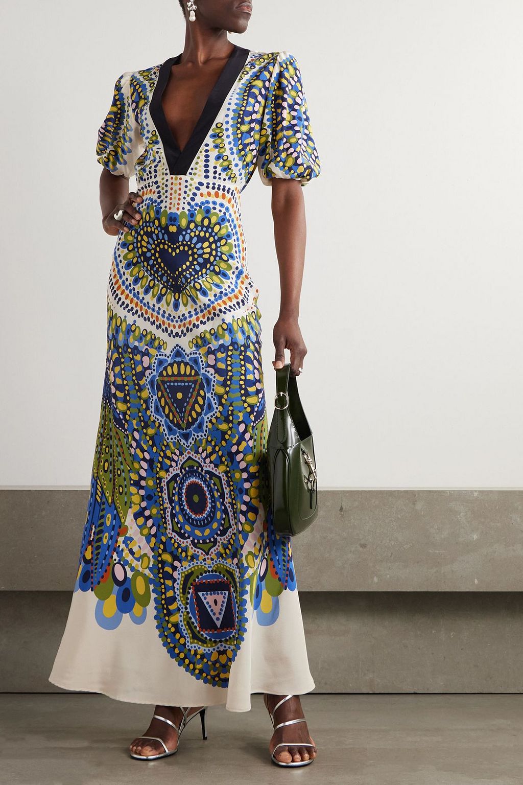 LA DOUBLEJ 프린트 실크 크레이프 맥시 드레스