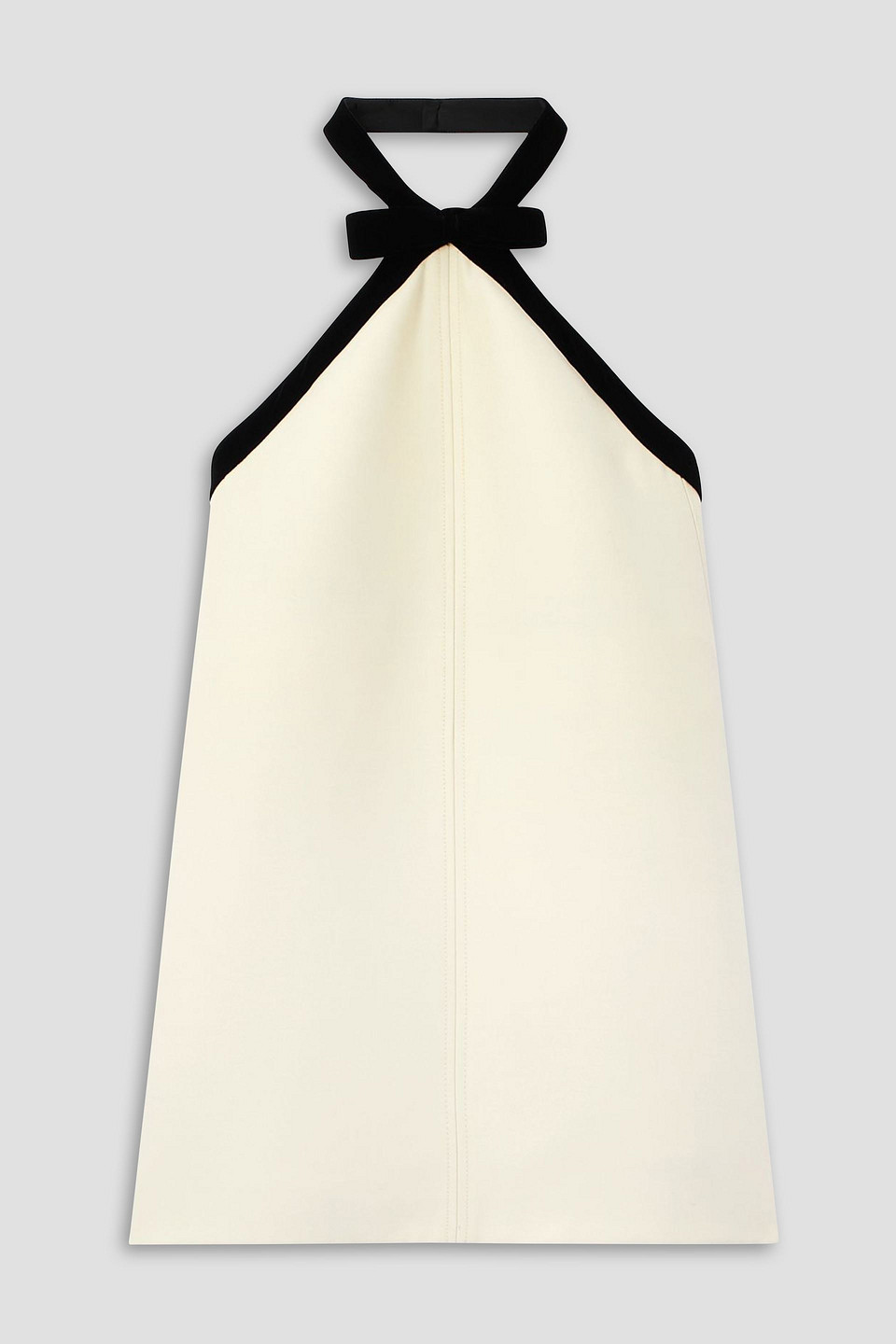 tom ford - bow-embellished velvet-trimmed wool and silk-blend crepe mini dress - white - it 36