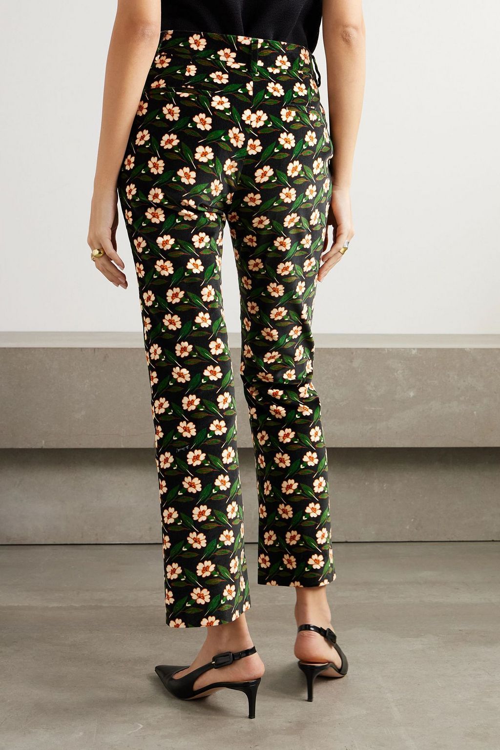 LA DOUBLEJ 24/7 cropped printed velvet slim-leg pants