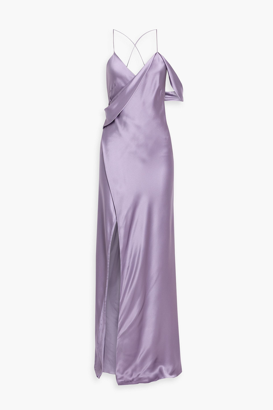 Michelle Mason Draped Silk-satin Wrap Gown In Multi