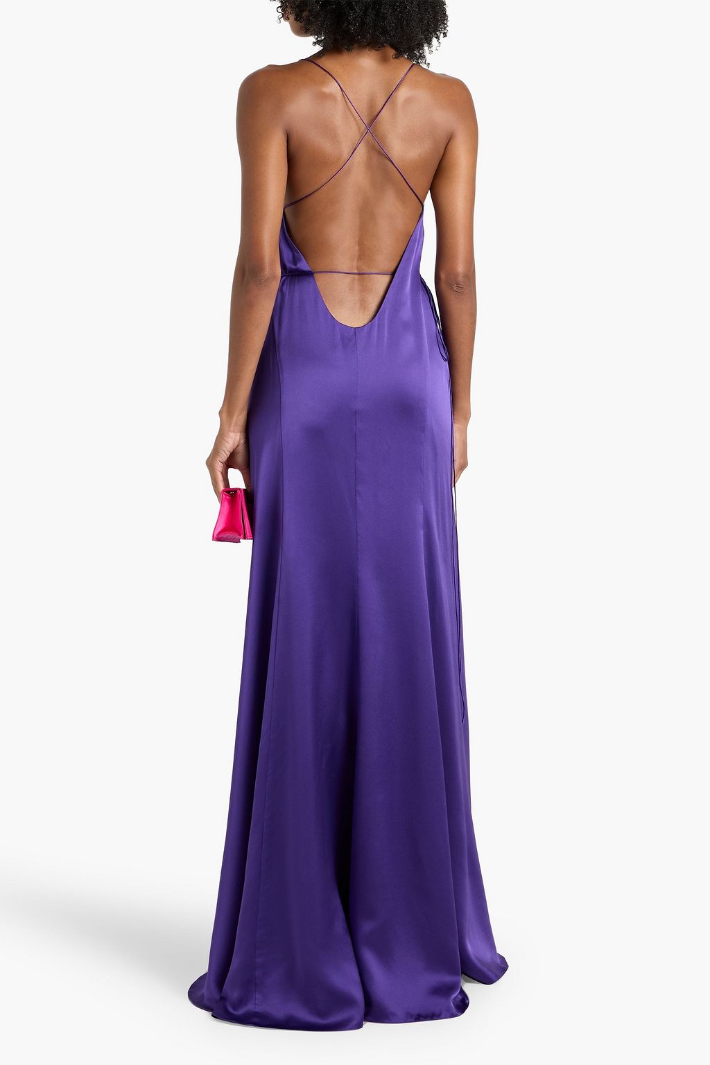 MICHELLE MASON Silk-satin wrap gown