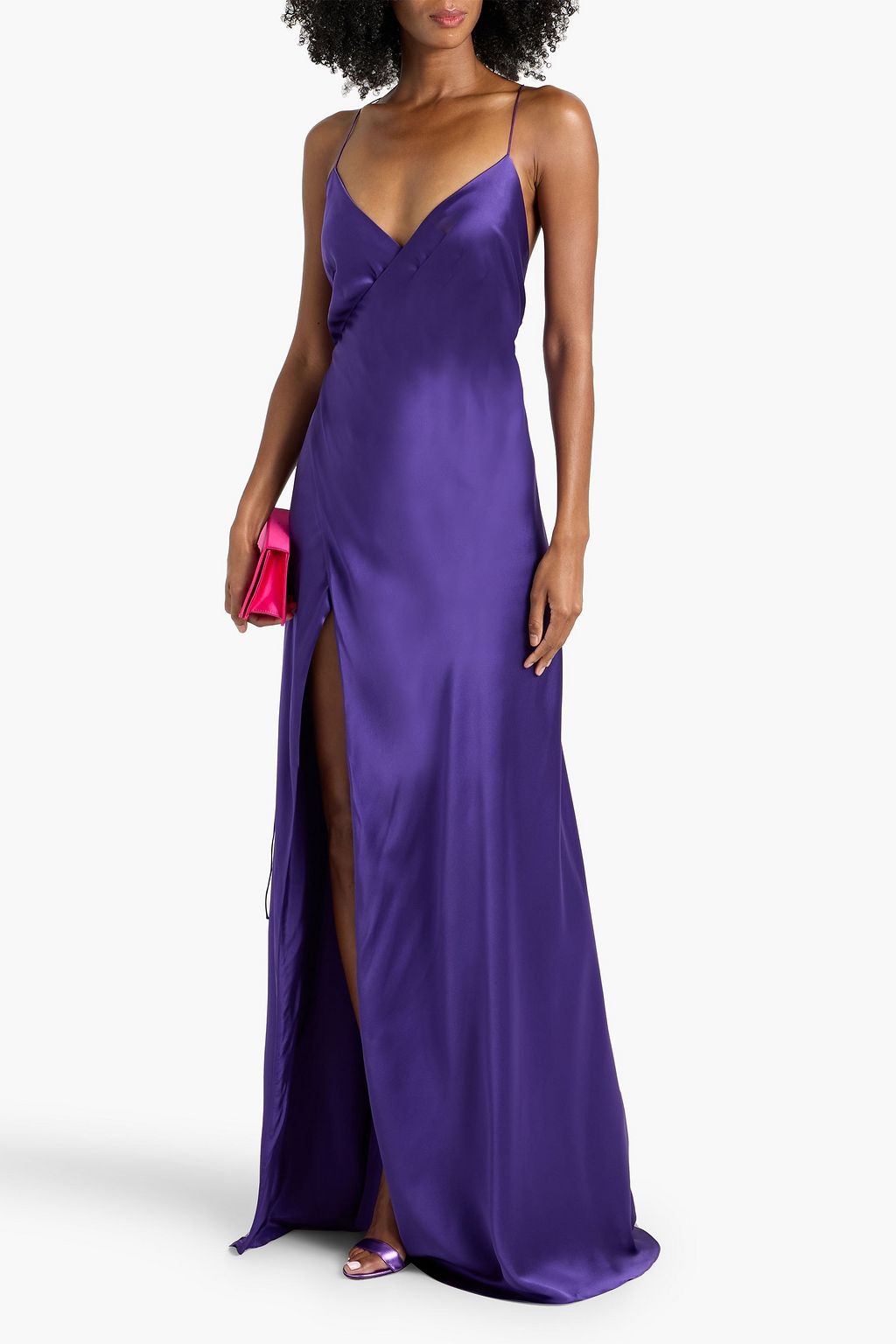 MICHELLE MASON Silk-satin wrap gown