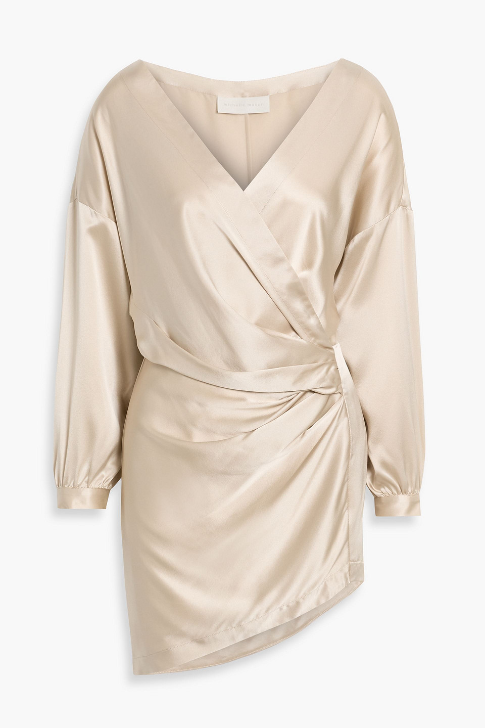 Michelle Mason Draped Silk-satin Mini Dress In Neutral