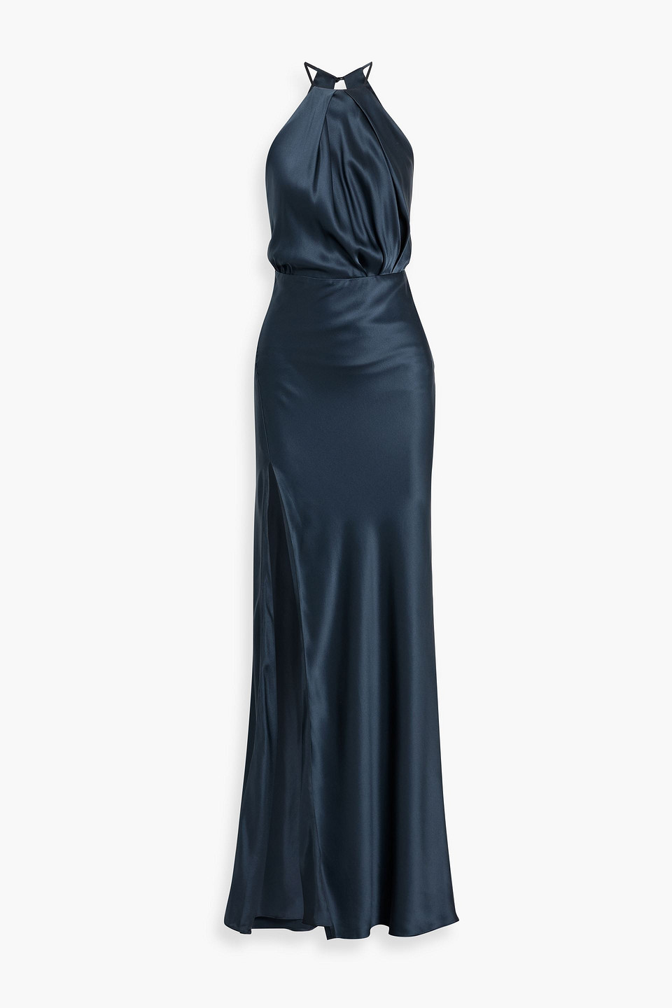 Michelle Mason Draped Cutout Silk-satin Gown In Animal Print
