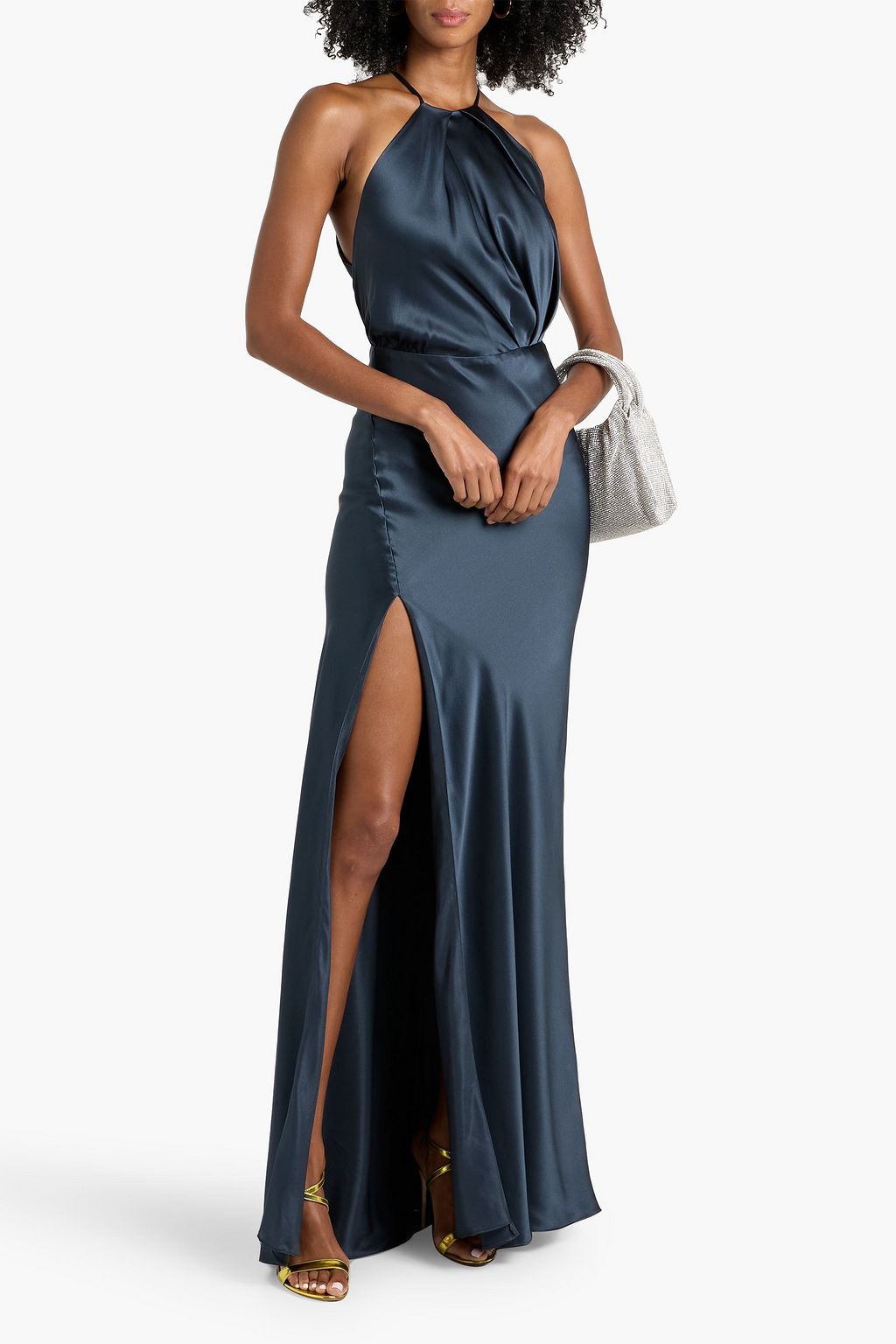 MICHELLE MASON Draped cutout silk-satin gown