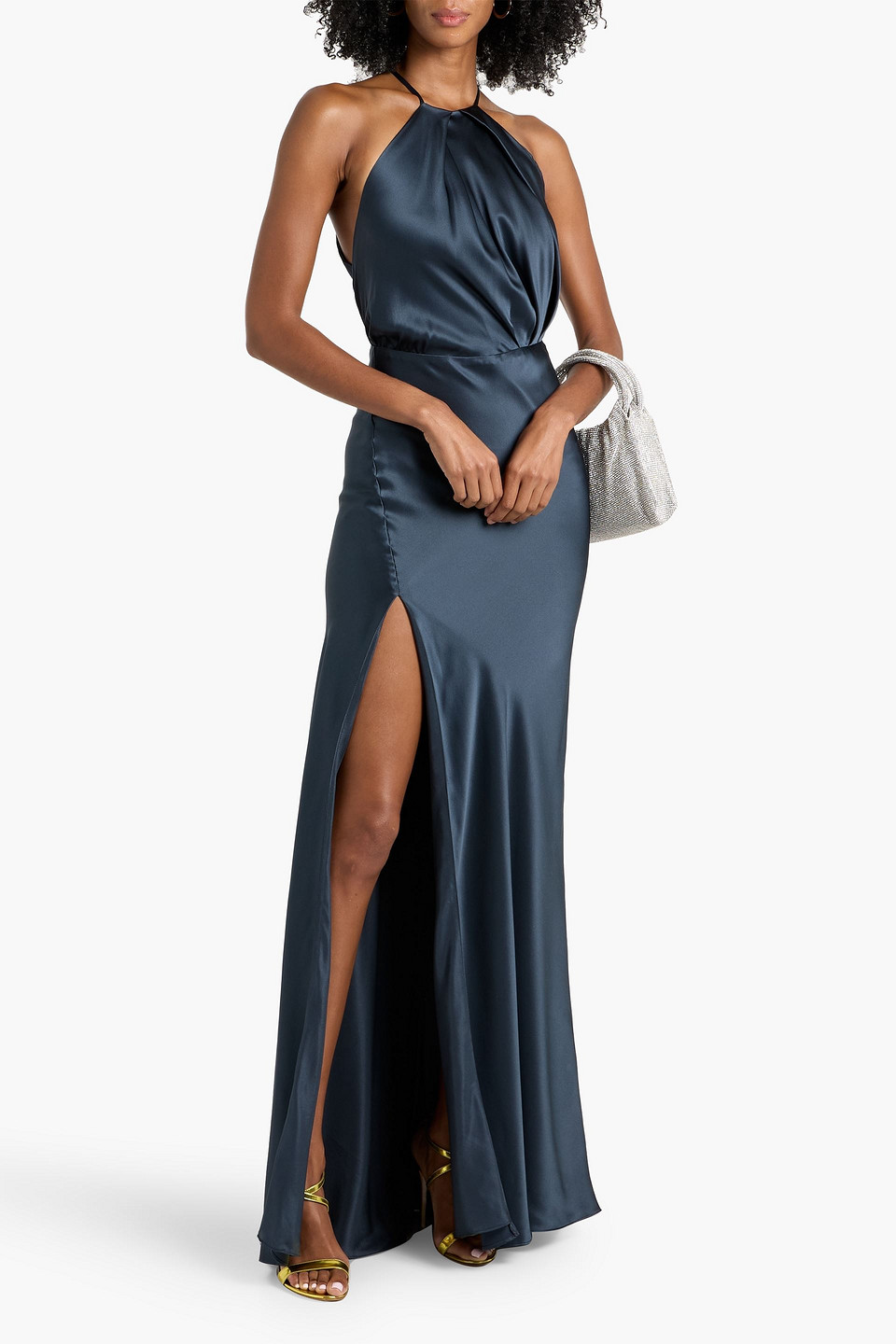 Michelle Mason Draped Cutout Silk-satin Gown In Animal Print