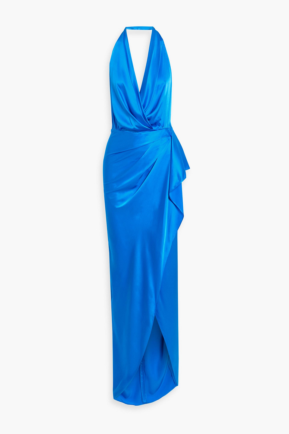 Michelle Mason Draped Silk-satin Halterneck Gown In Multi