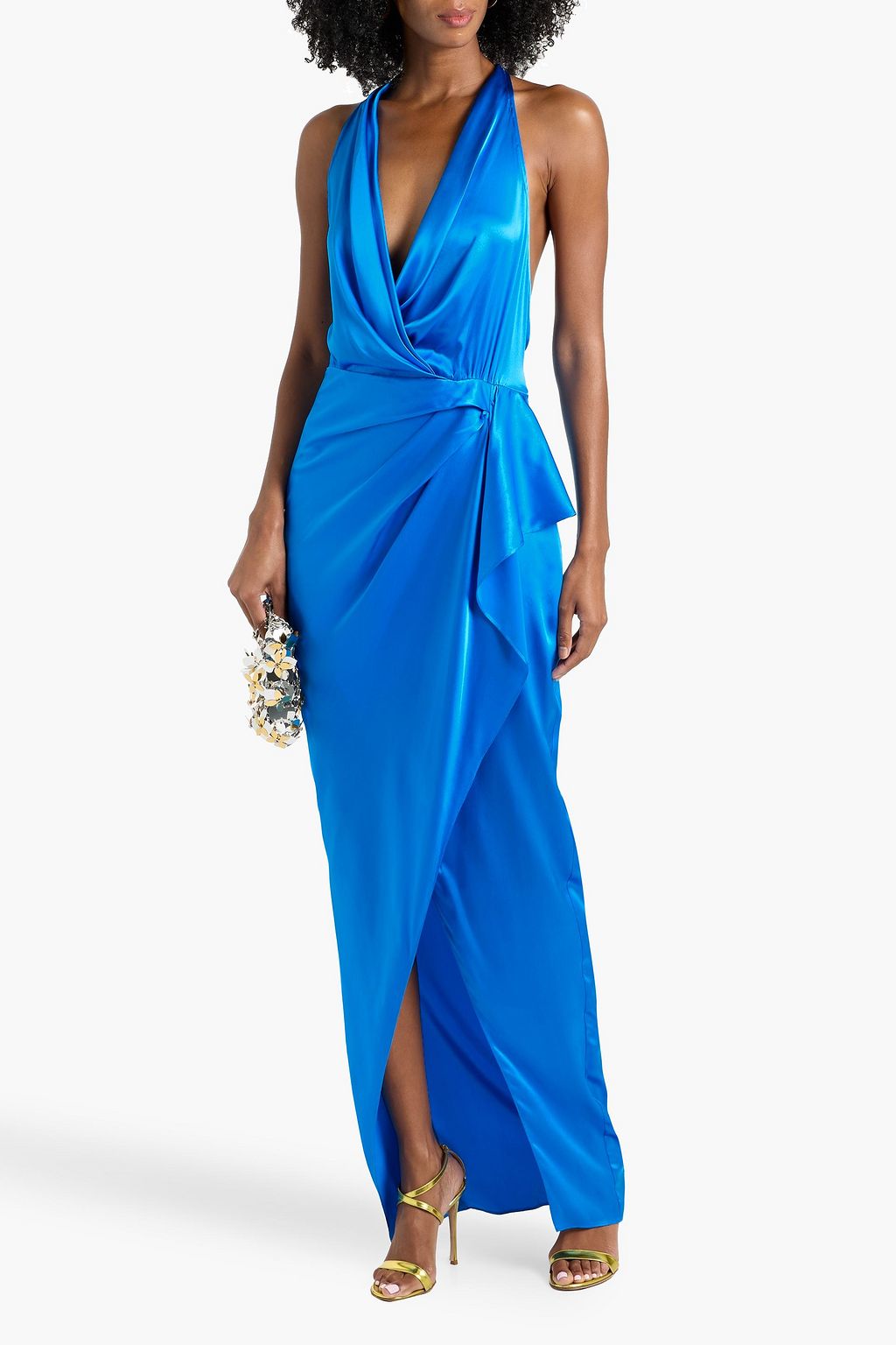 MICHELLE MASON Draped silk-satin halterneck gown