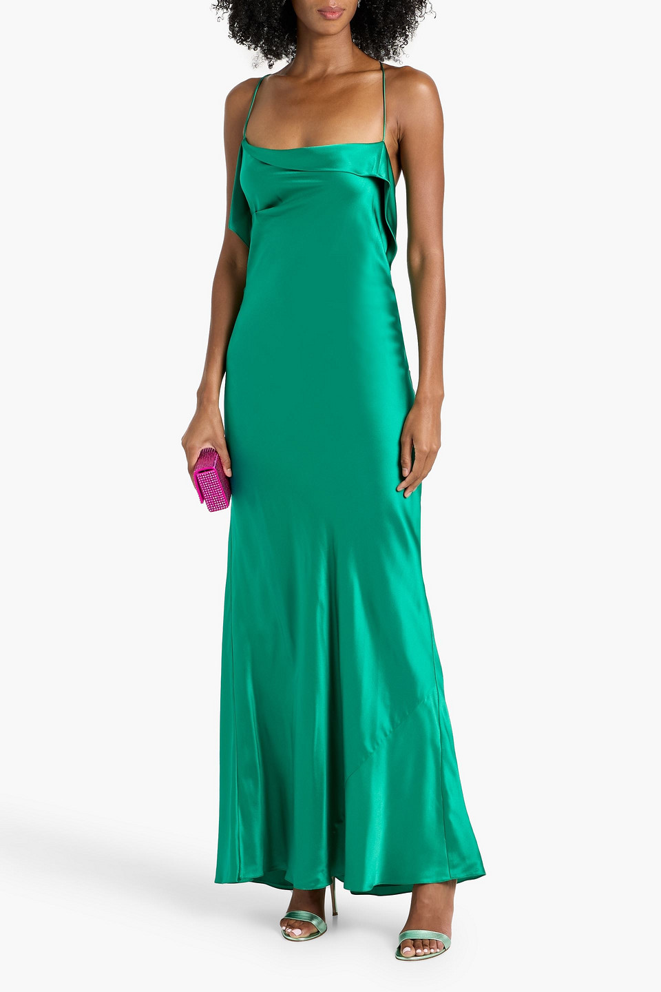 Michelle Mason Draped Silk-satin Gown In Multi