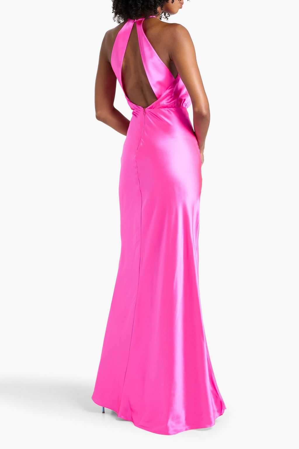 MICHELLE MASON Draped cutout silk-satin gown