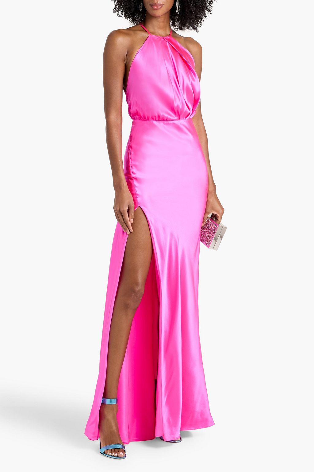 MICHELLE MASON Draped cutout silk-satin gown