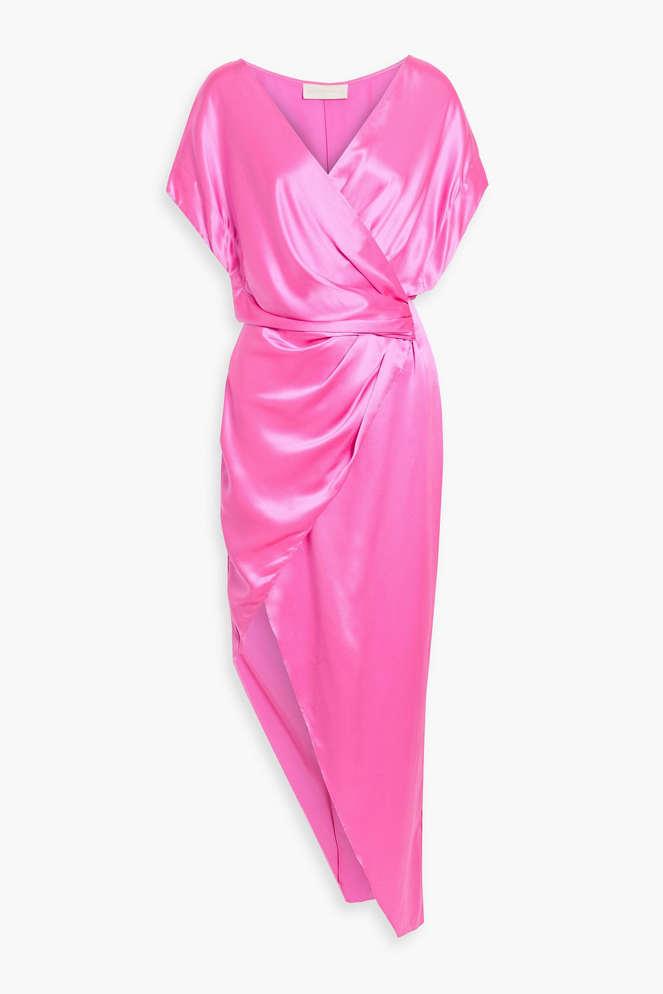 Michelle Mason Wrap-effect Silk-satin Maxi Dress In Pink