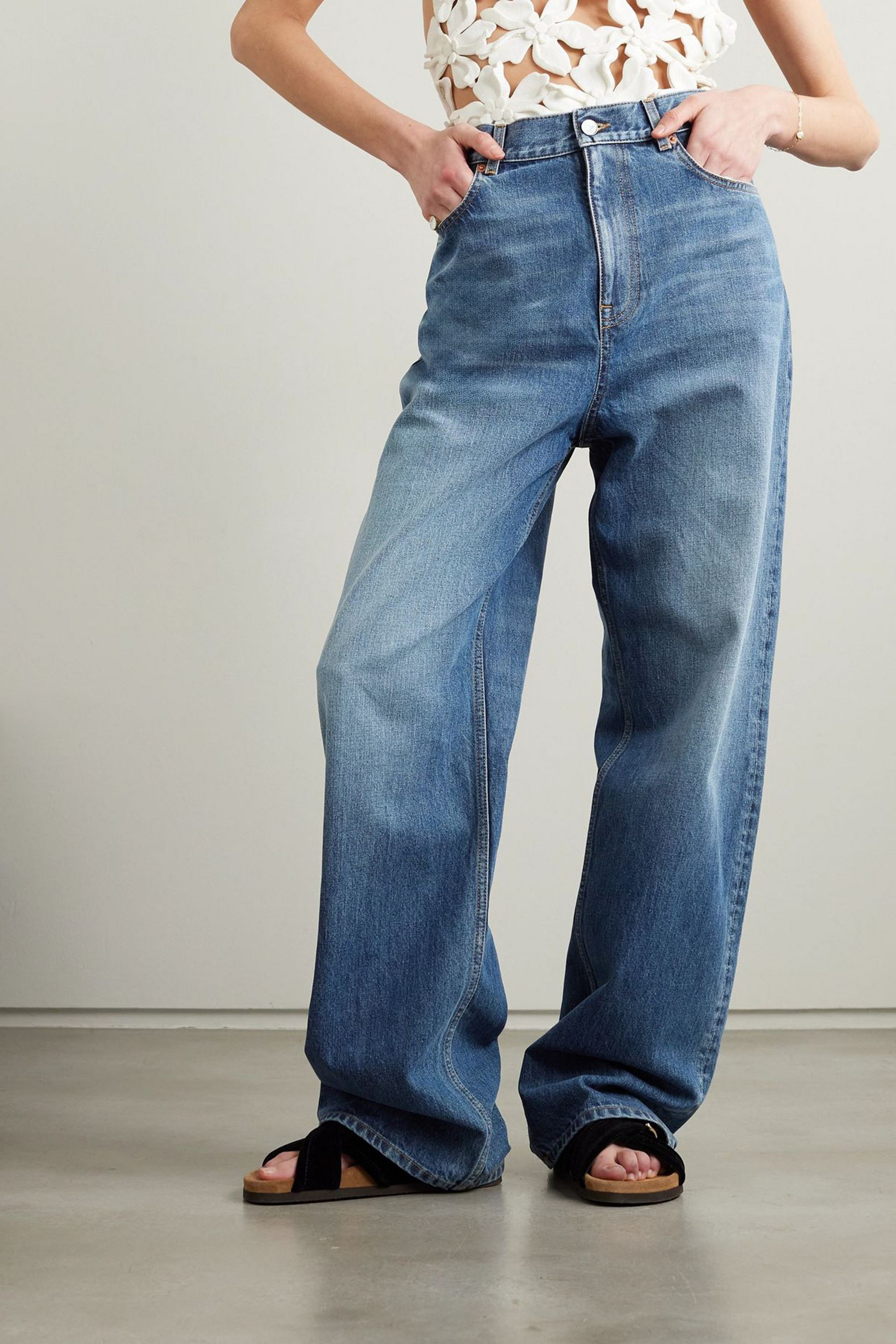 Valentino Garavani High-rise wide-leg jeans