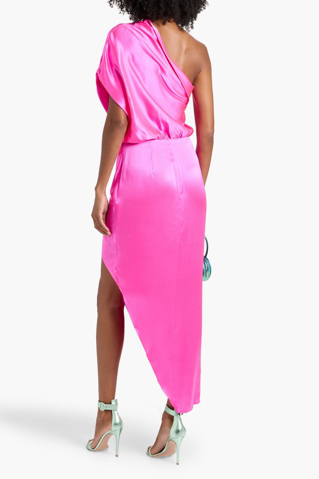 MICHELLE MASON One-shoulder draped silk-satin maxi dress