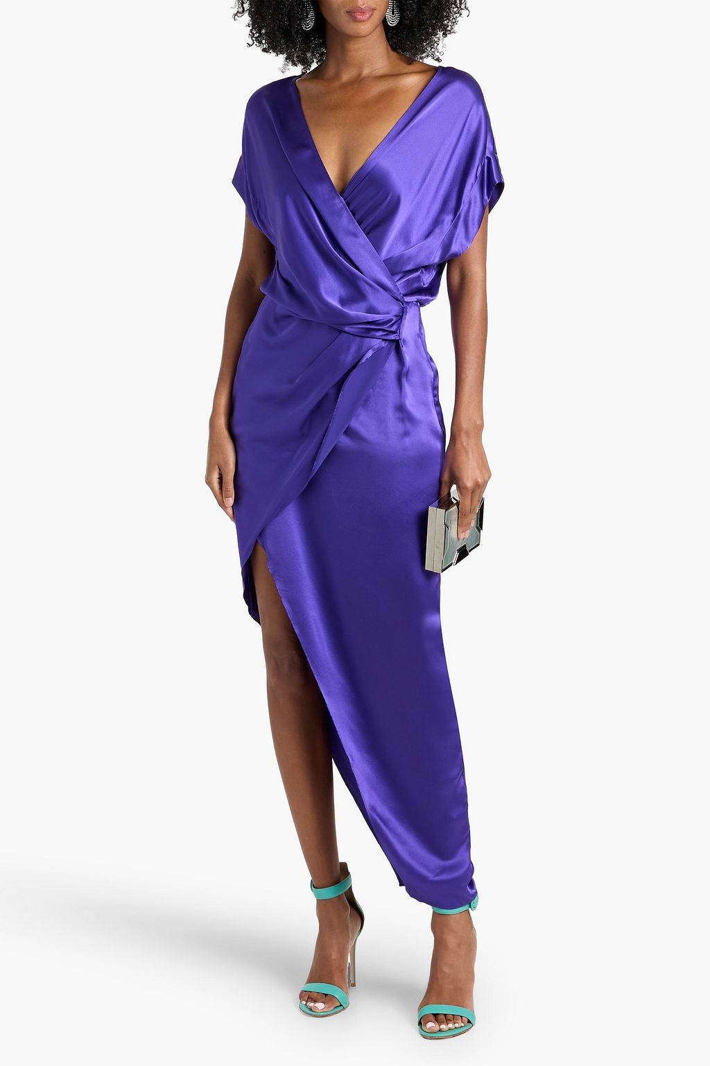 MICHELLE MASON Wrap-effect silk-satin maxi dress