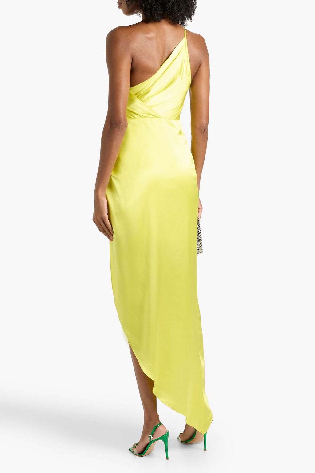 MICHELLE MASON One-shoulder twisted silk-satin dress