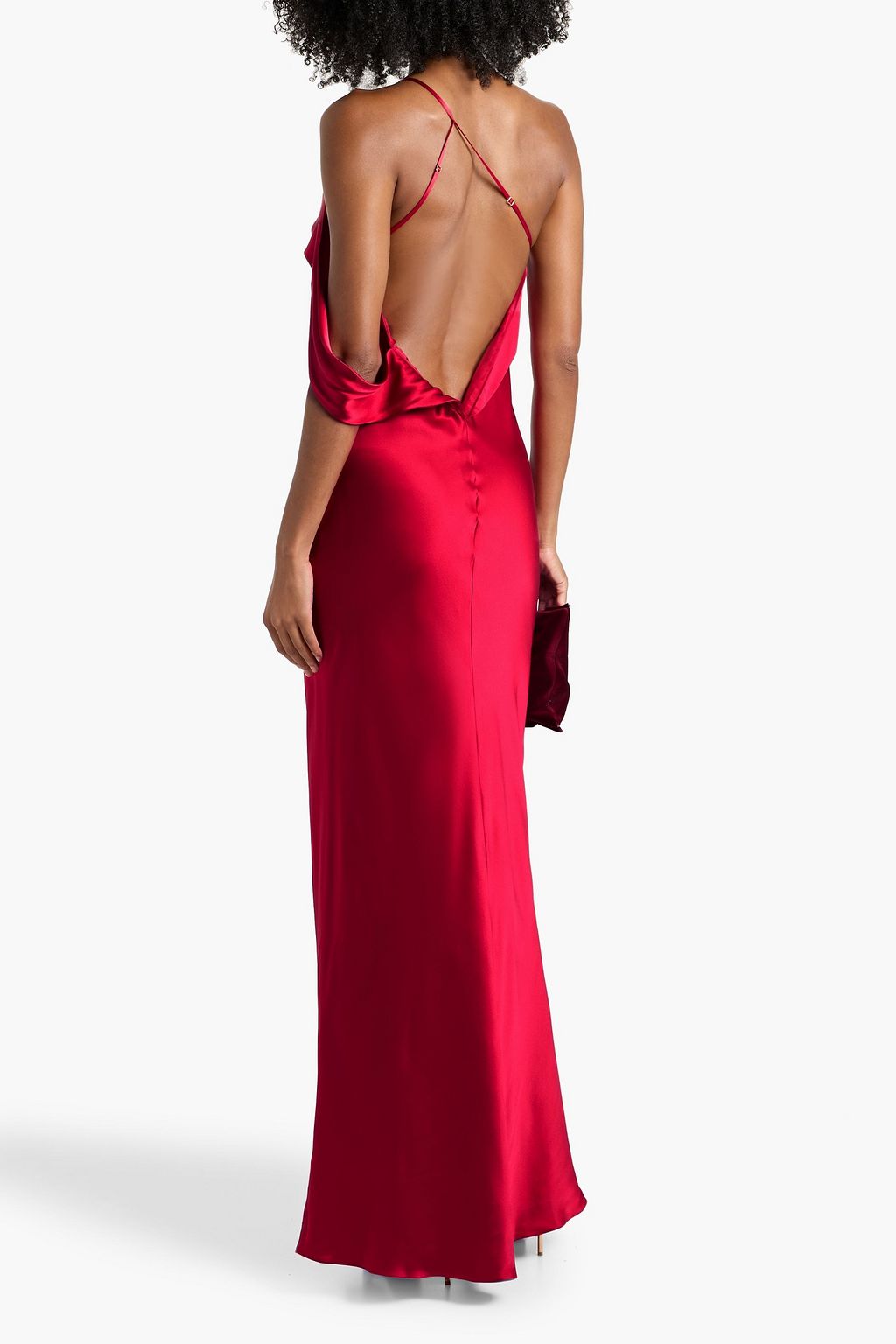 MICHELLE MASON One-shoulder silk-satin gown