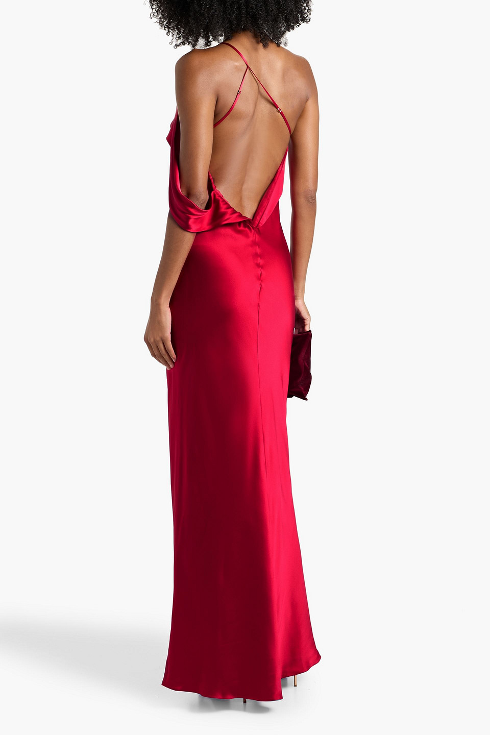 Michelle Mason One-shoulder Silk-satin Gown In Multi