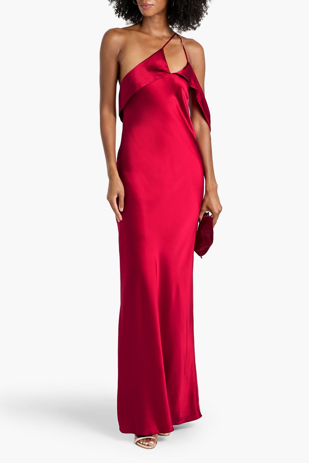 MICHELLE MASON One-shoulder silk-satin gown
