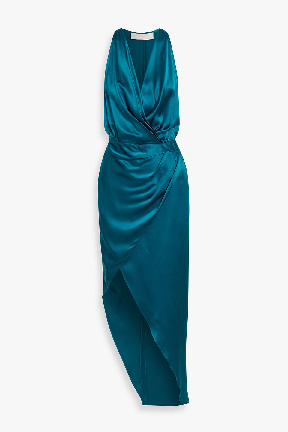 Michelle Mason Wrap-effect Silk-satin Midi Dress In Blue