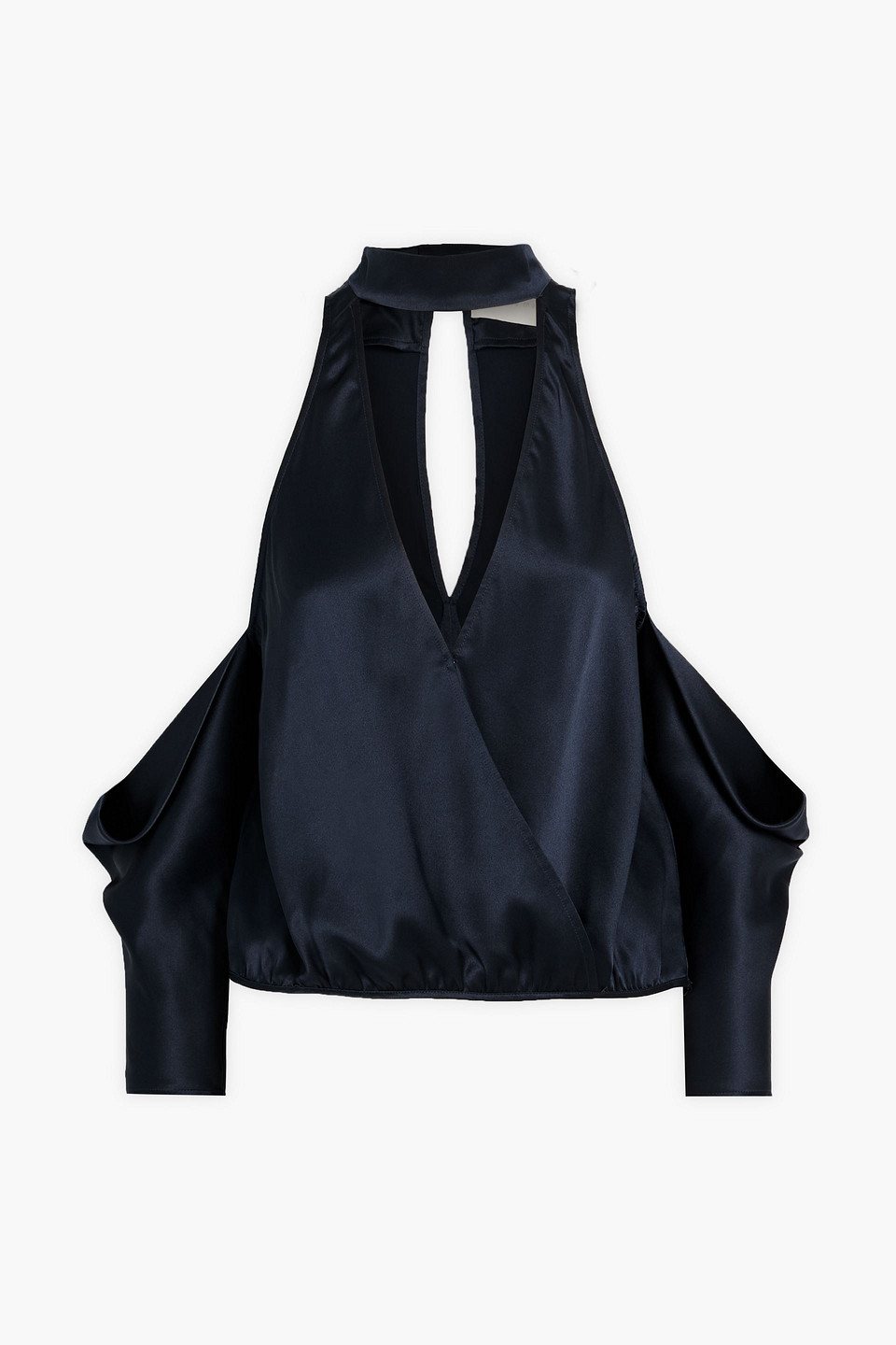 Michelle Mason Cold-shoulder Cutout Silk-satin Top In Multi