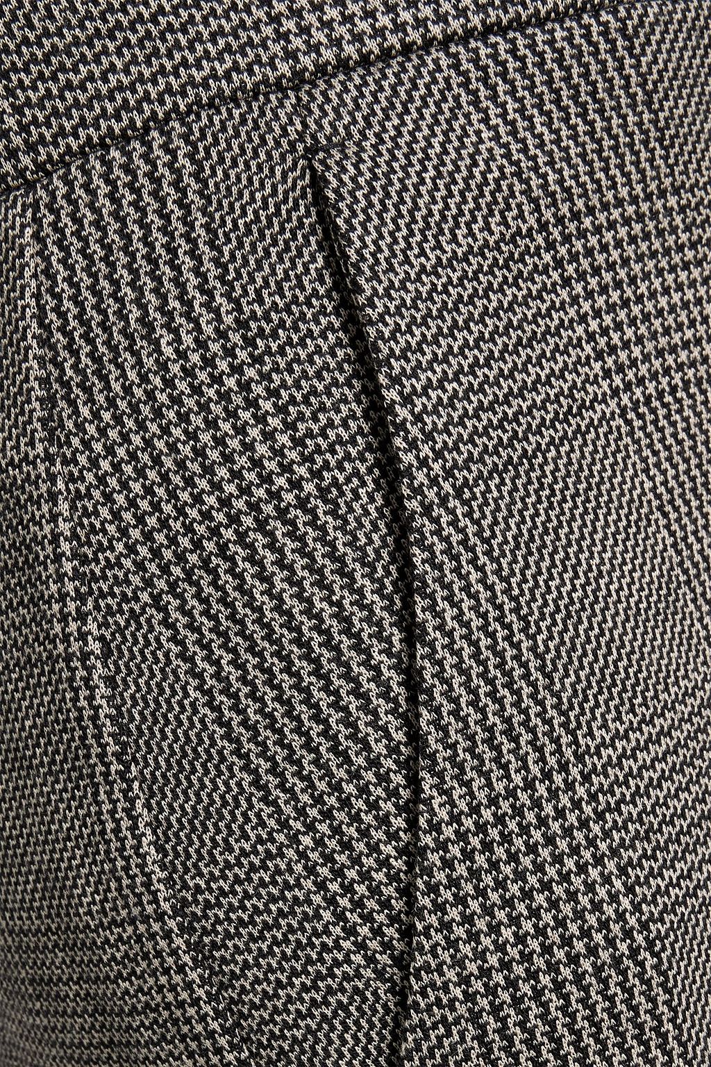 MAX MARA Cognac Prince of Wales checked wool-blend tweed straight-leg pants