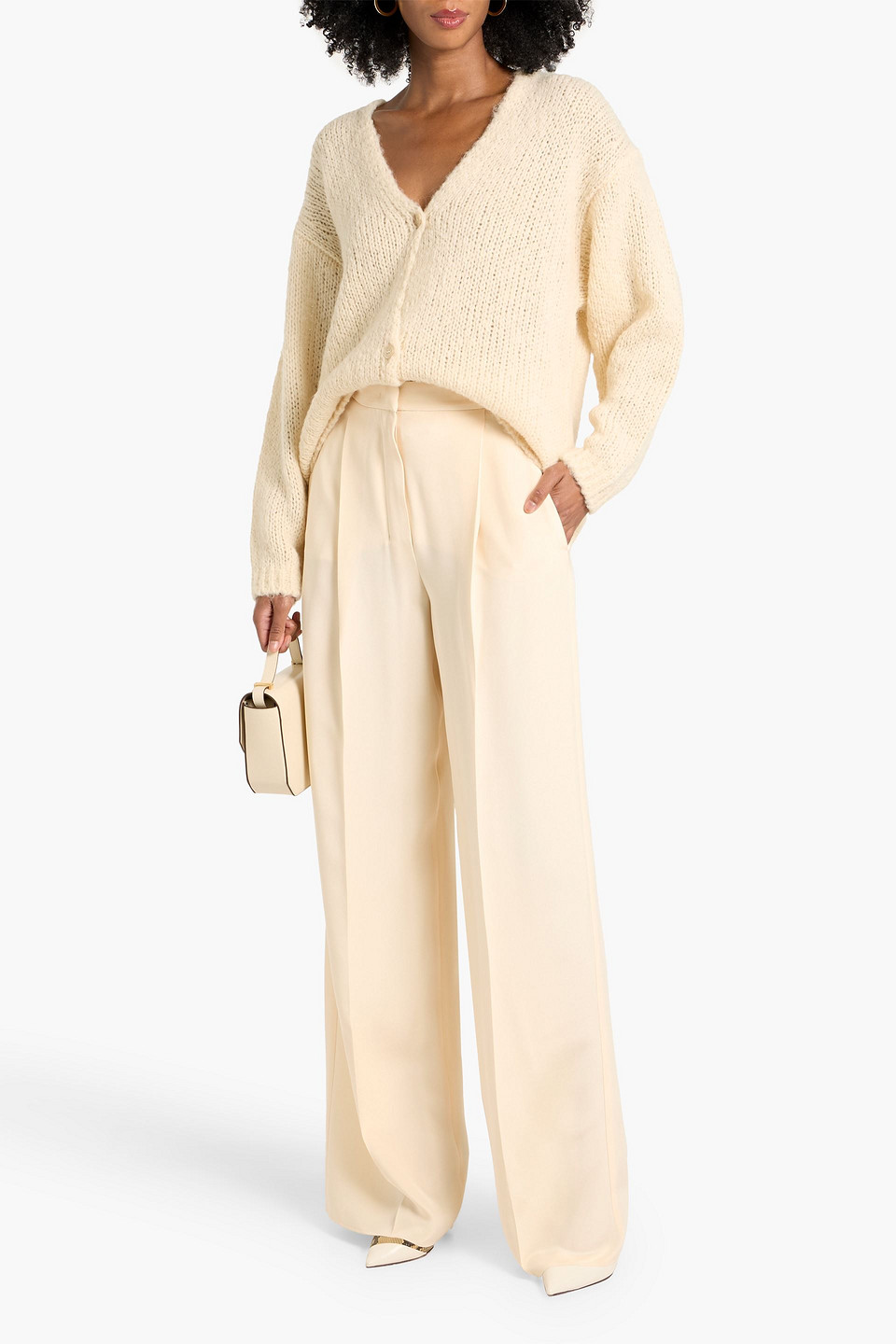 Max Mara Klaus Silk-satin Wide-leg Pants In Neutral