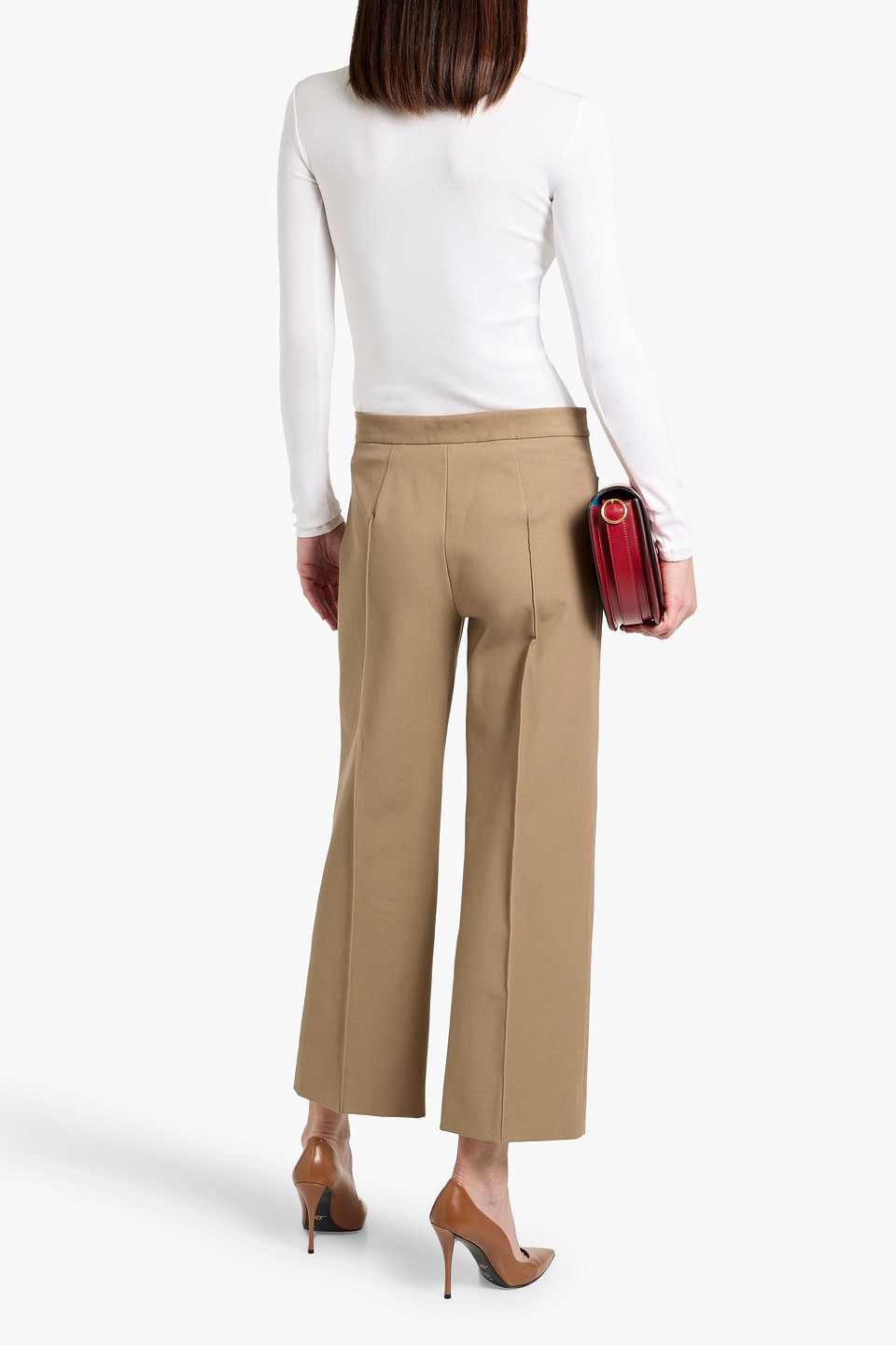 Max Mara Zemira Cotton-blend Twill Straight-leg Pants In Brown