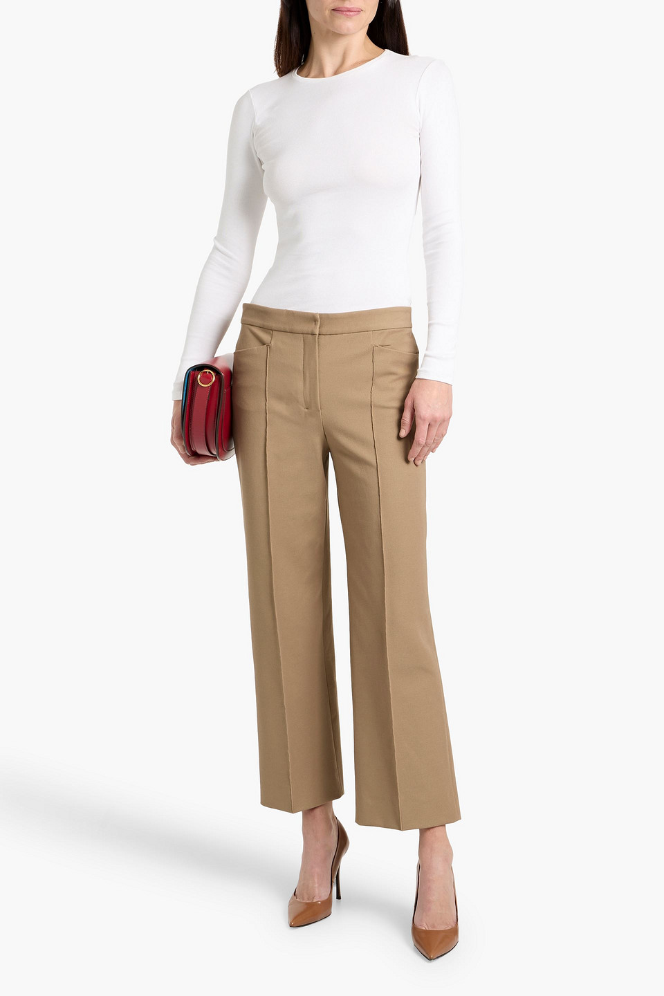 Max Mara Zemira Cotton-blend Twill Straight-leg Pants In Brown