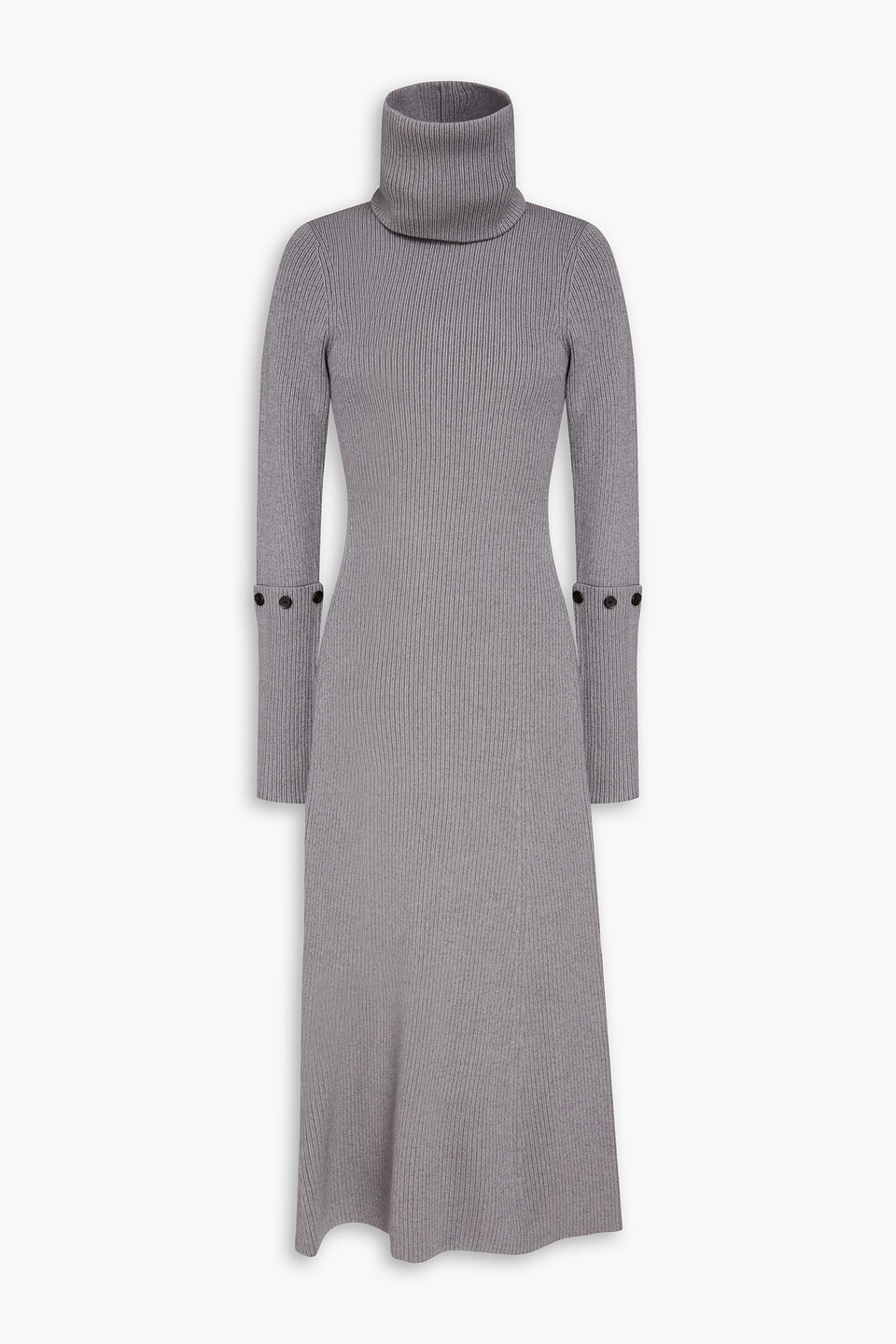 proenza schouler - ribbed-knit turtleneck midi dress - gray - m