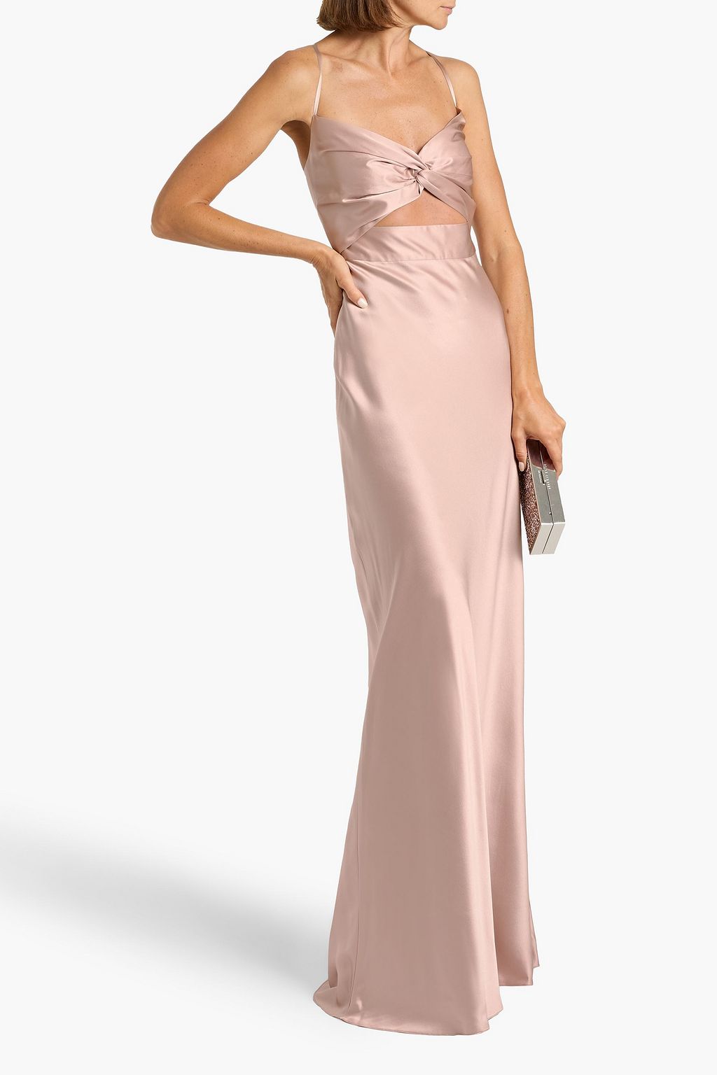 MICHELLE MASON Twisted cutout silk-satin gown