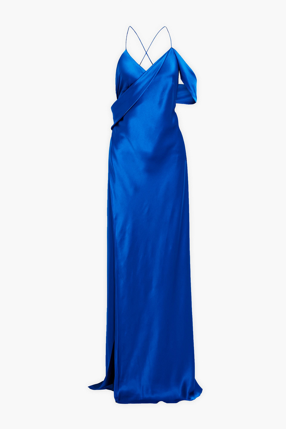 Michelle Mason Draped Silk-satin Wrap Gown In Multi