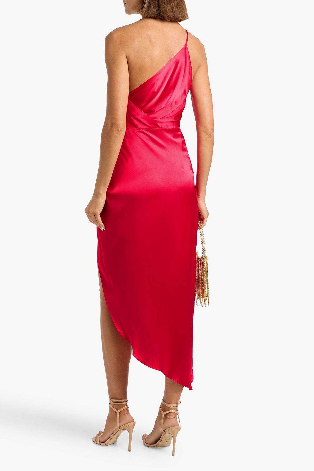 MICHELLE MASON One-shoulder twisted silk-satin dress