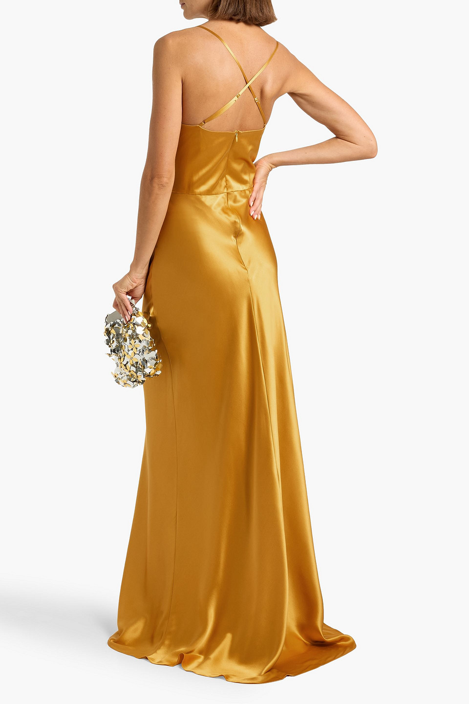 Michelle Mason Twisted Cutout Silk-satin Gown In Animal Print