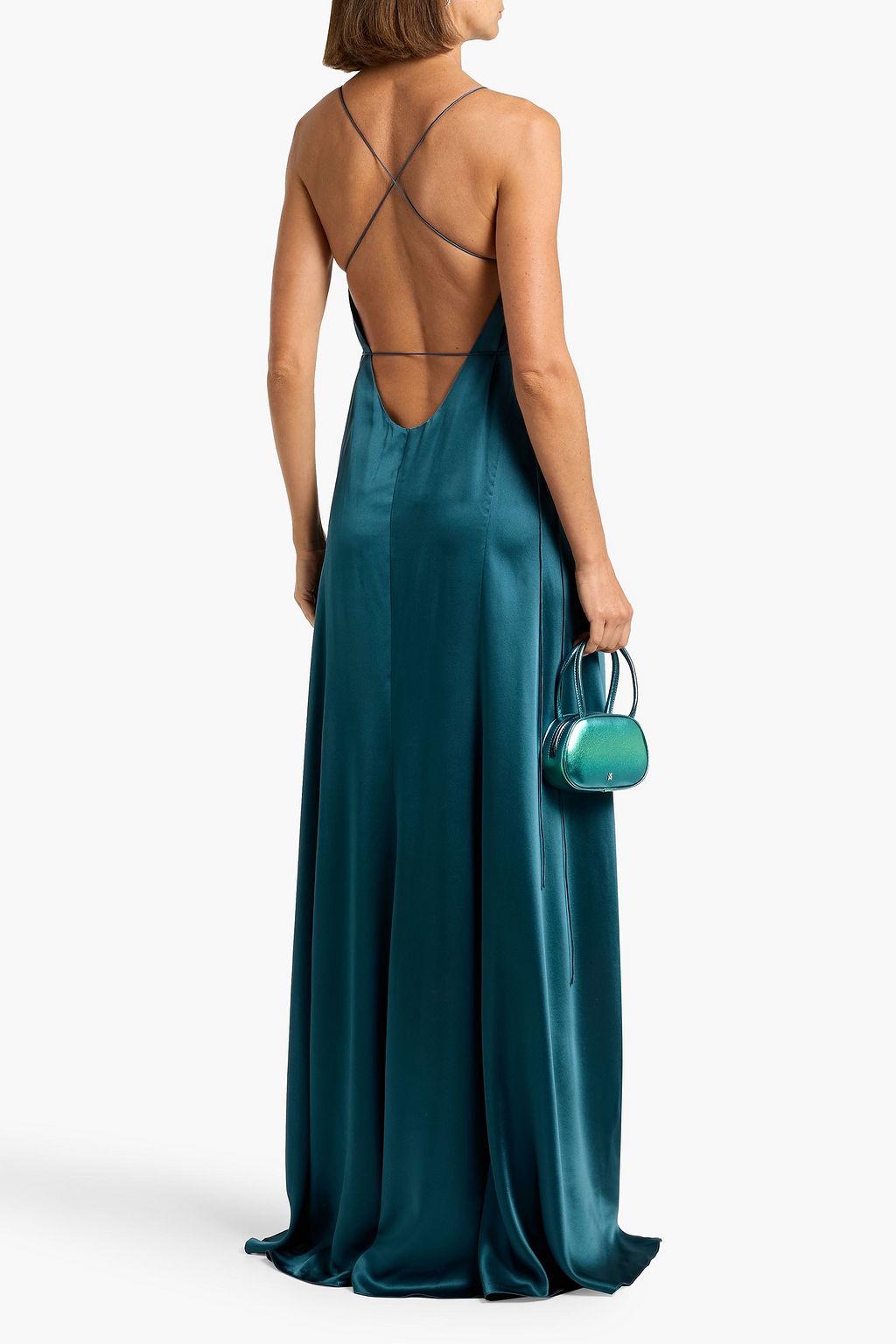 MICHELLE MASON Silk-satin wrap gown