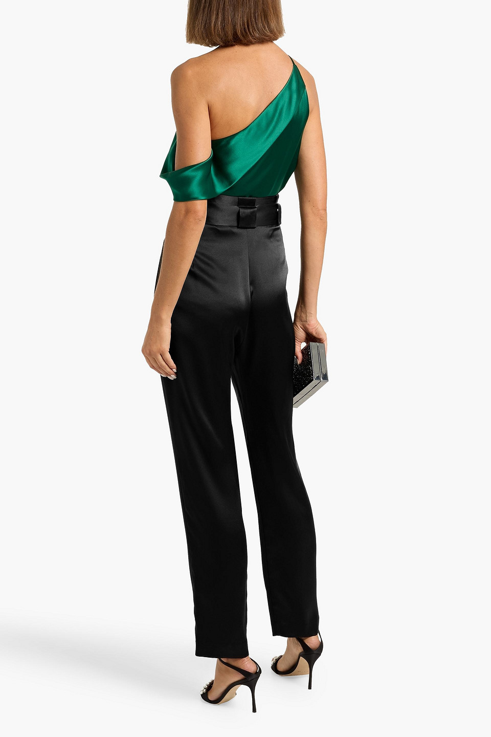 Michelle Mason Duchesse Silk-satin Tapered Pants In Black