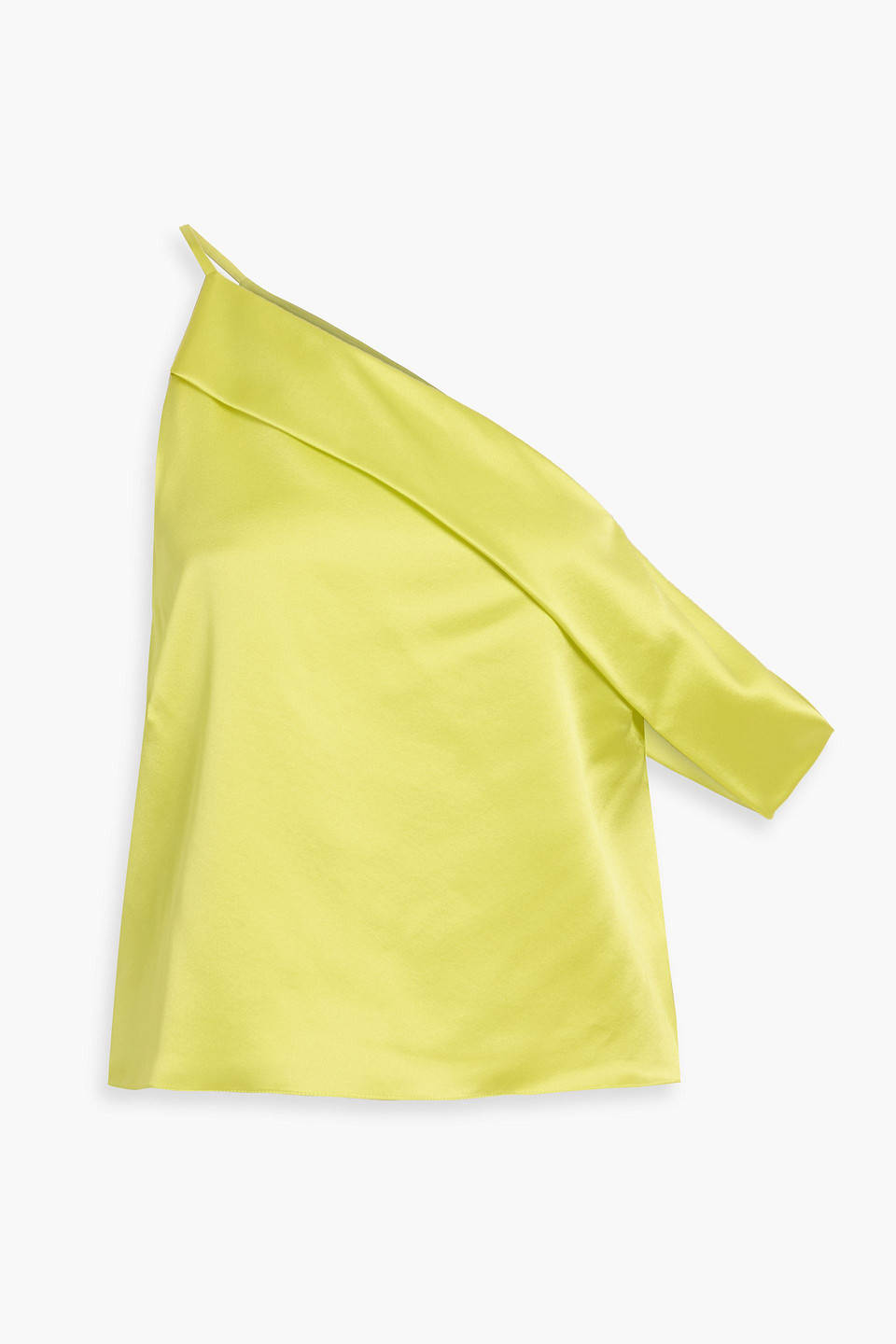 Michelle Mason One-shoulder Draped Silk-satin Top In Yellow