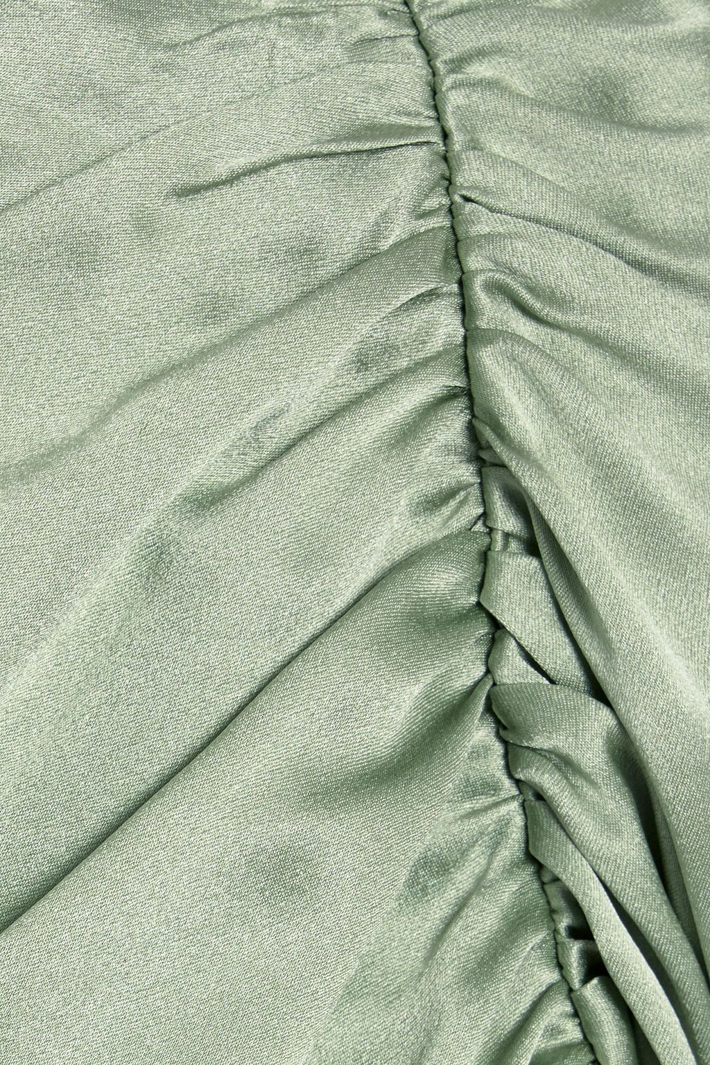 MICHELLE MASON Asymmetric ruched silk-satin mini skirt