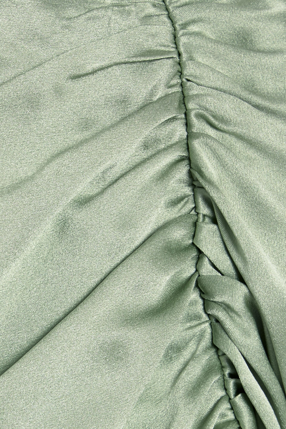 Michelle Mason Asymmetric Ruched Silk-satin Mini Skirt In Green