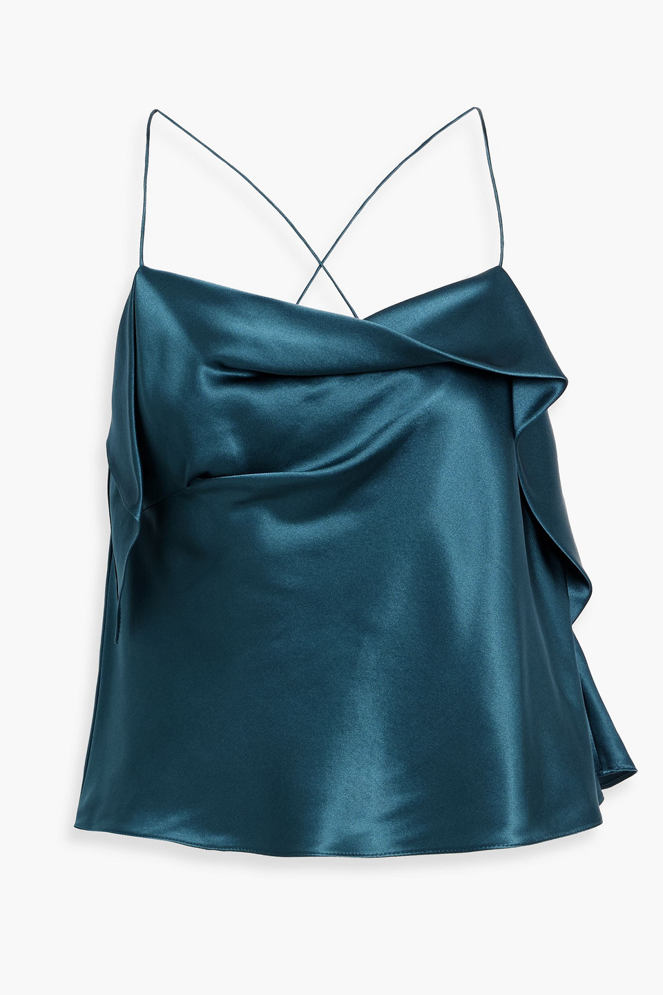 Michelle Mason Draped Silk-satin Camisole In Gray
