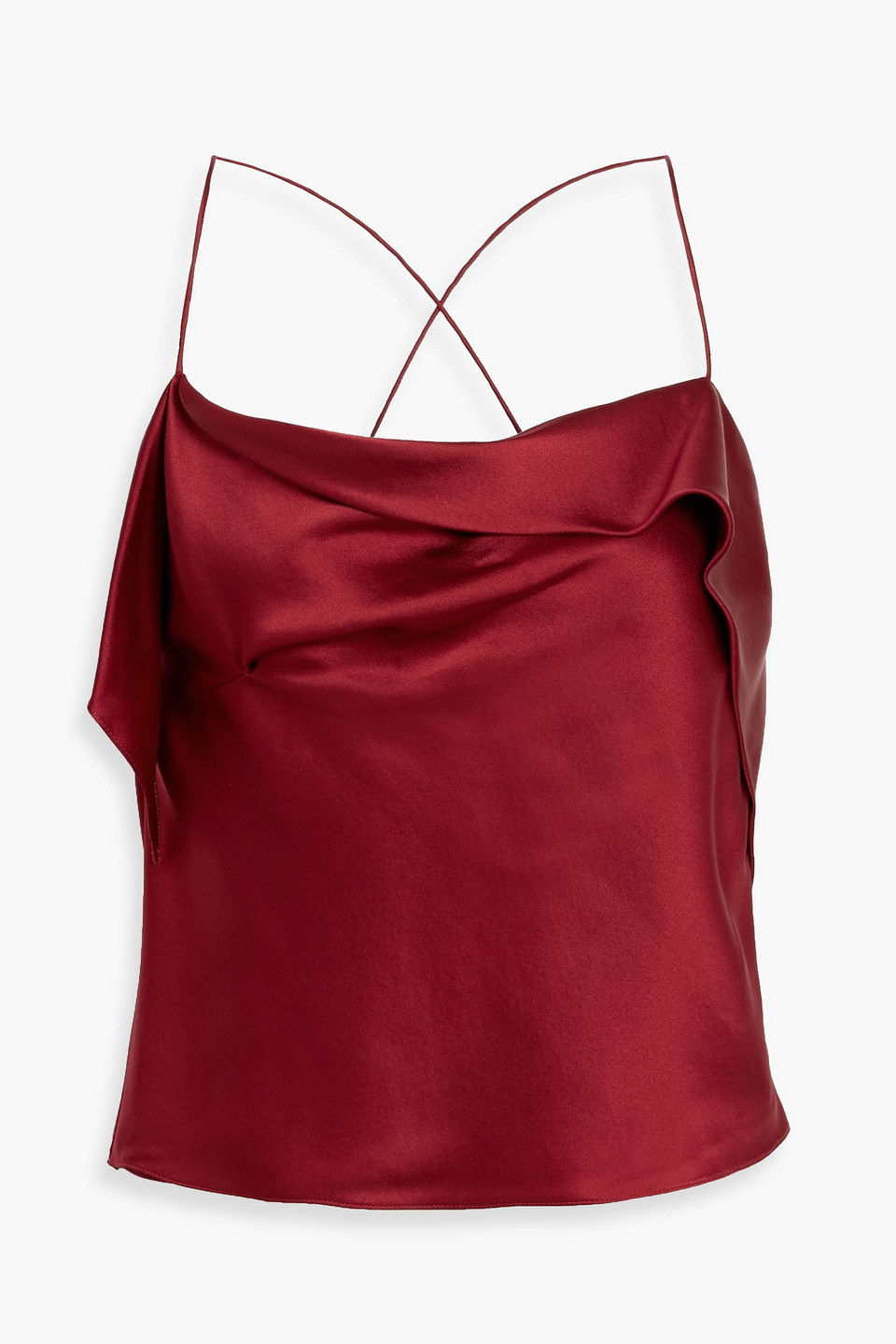 Michelle Mason Draped Silk-satin Camisole In Burgundy