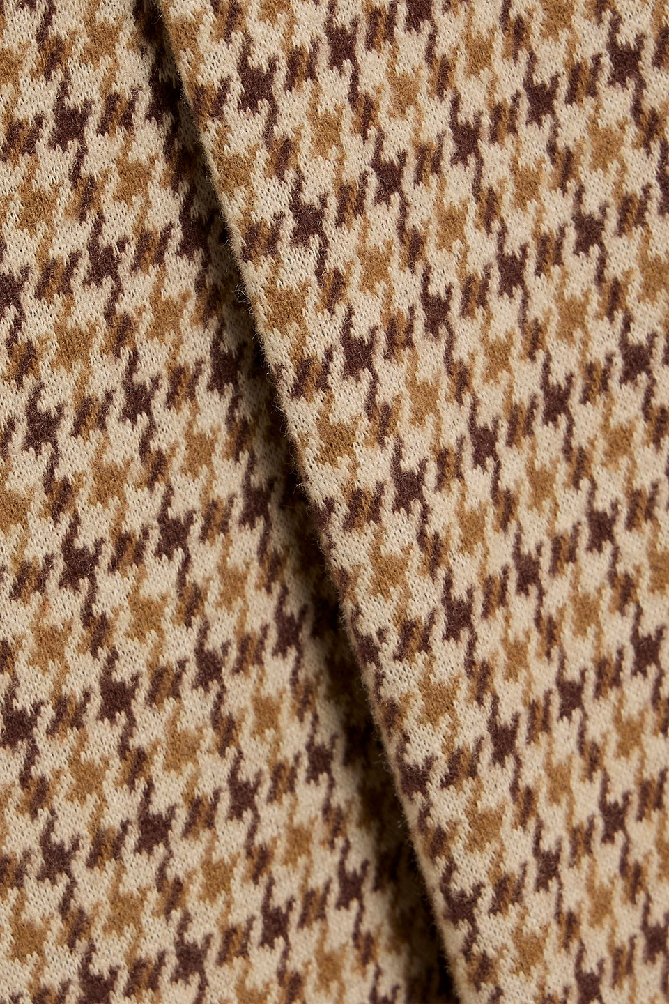 Weekend Max Mara Deborah Pleated Houndstooth Jersey Midi Skirt In Brown