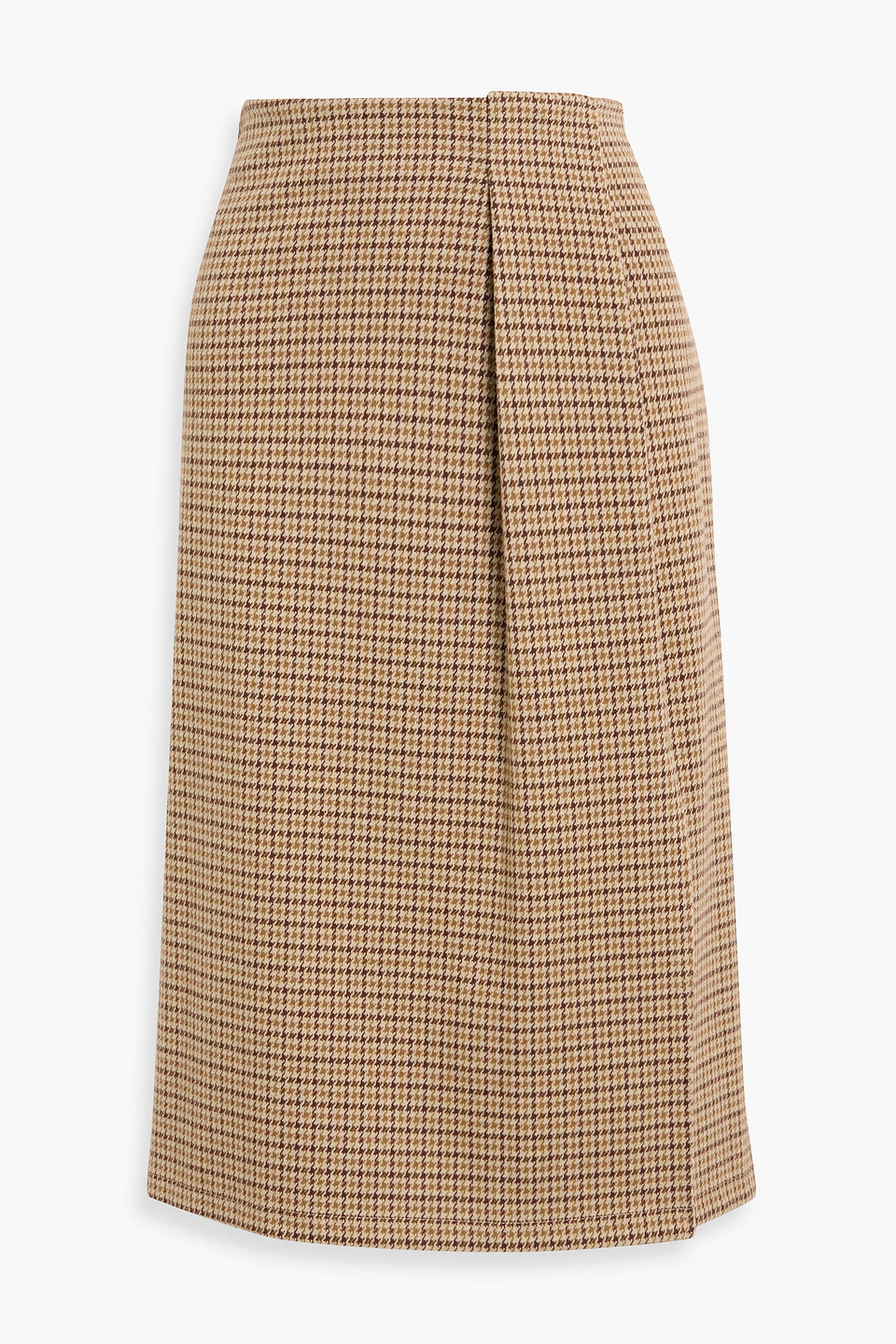 Weekend Max Mara Deborah Pleated Houndstooth Jersey Midi Skirt In Brown