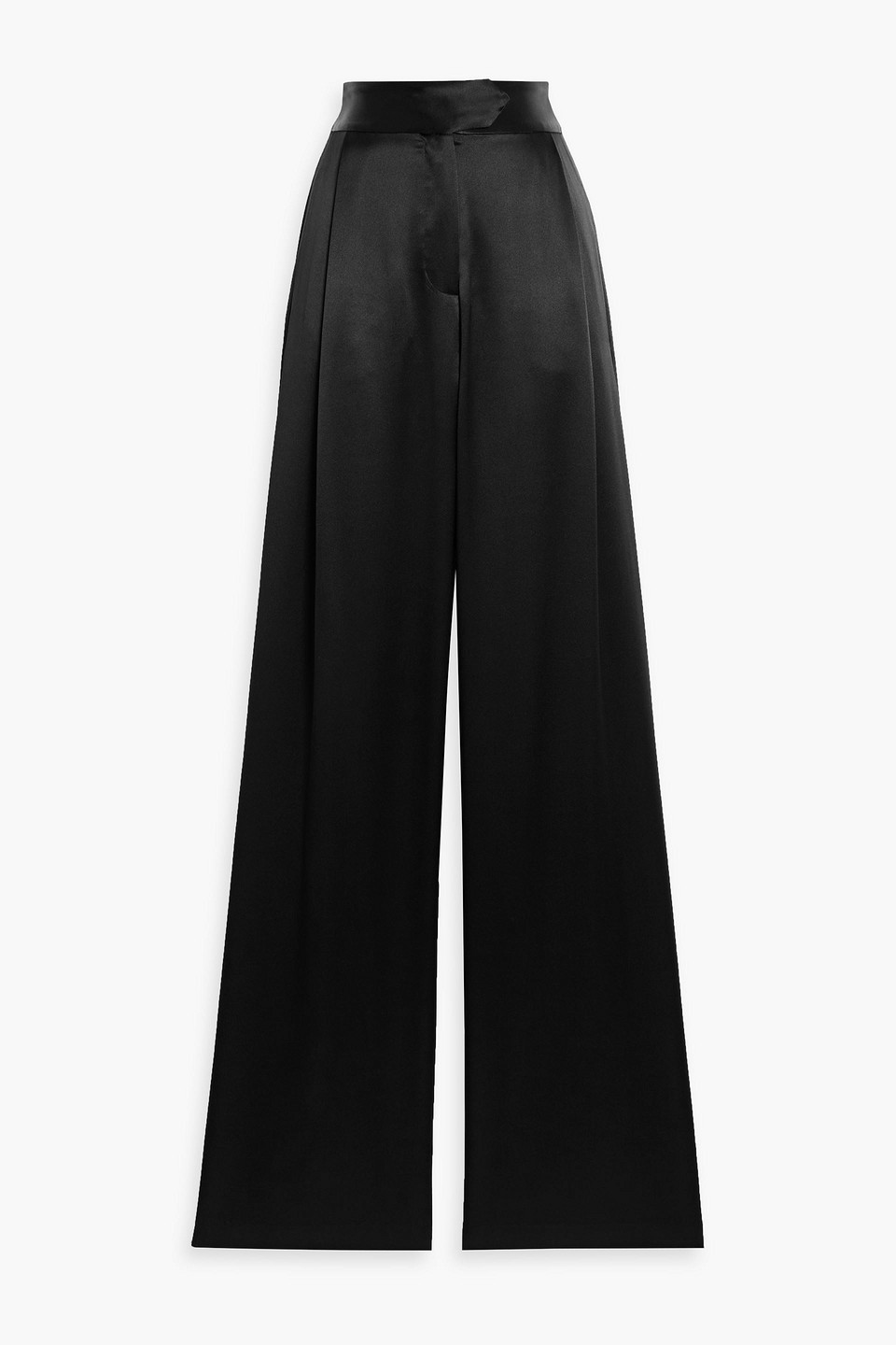 Michelle Mason Duchesse Silk-satin Wide-leg Pants In Black