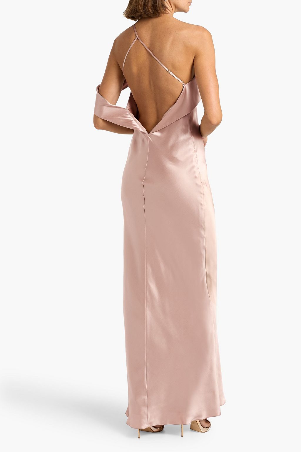 MICHELLE MASON One-shoulder silk-satin gown