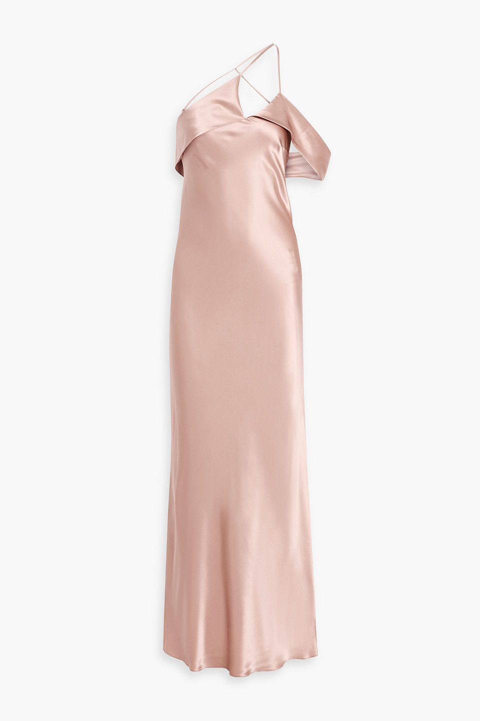 Michelle Mason One-shoulder Silk-satin Gown In Multi