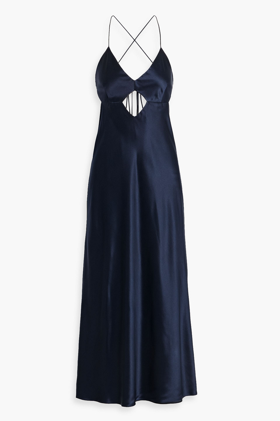 Michelle Mason Tie-back Cutout Silk-satin Midi Dress In Multi