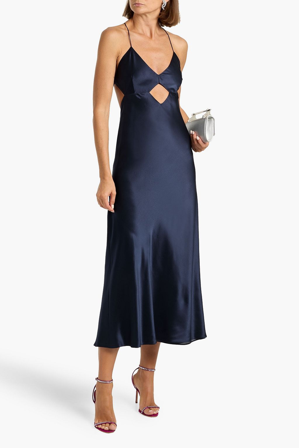 MICHELLE MASON Cutout silk-satin midi dress